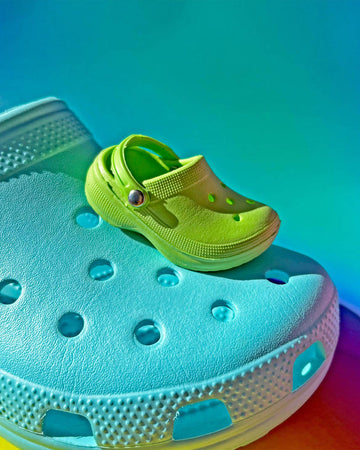 lime green croc shaped croc charm in croc shoe