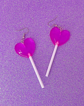 pink heart lolli dangle earrings