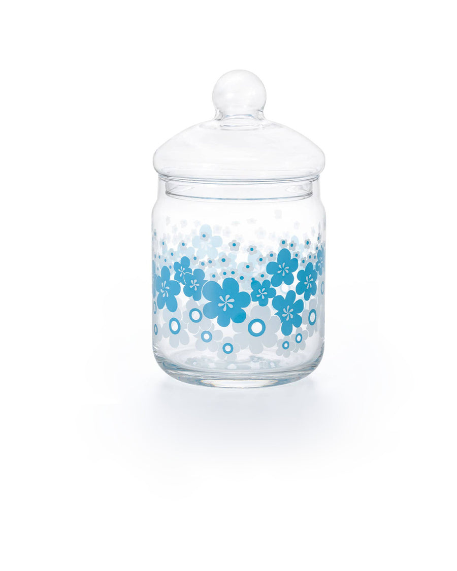 23 oz candy jar with blue floral print