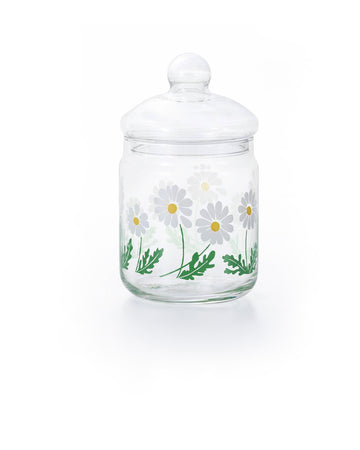 23 oz. glass candy jar with white floral print