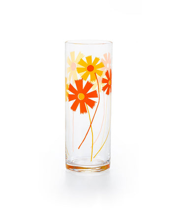orange and yellow floral tall glass tumbler