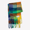 multicolored oversized checkered scarf with fringe