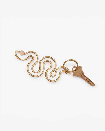 brass snake outline key ring