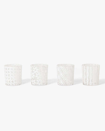 set of four glasses with abstract print