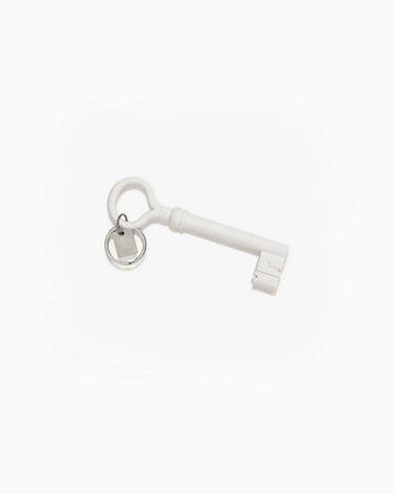 white oversized key shape keychain