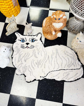 white persian cat throw rug
