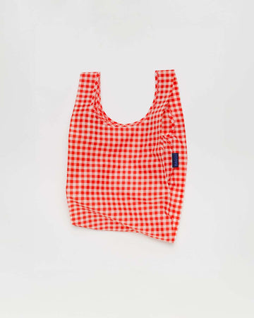 red and white gingham baby baggu