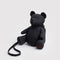 nylon plush black teddy bear crossbody purse