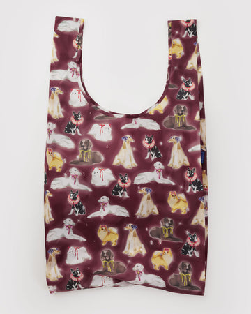 maroon big baggu with various dog print 