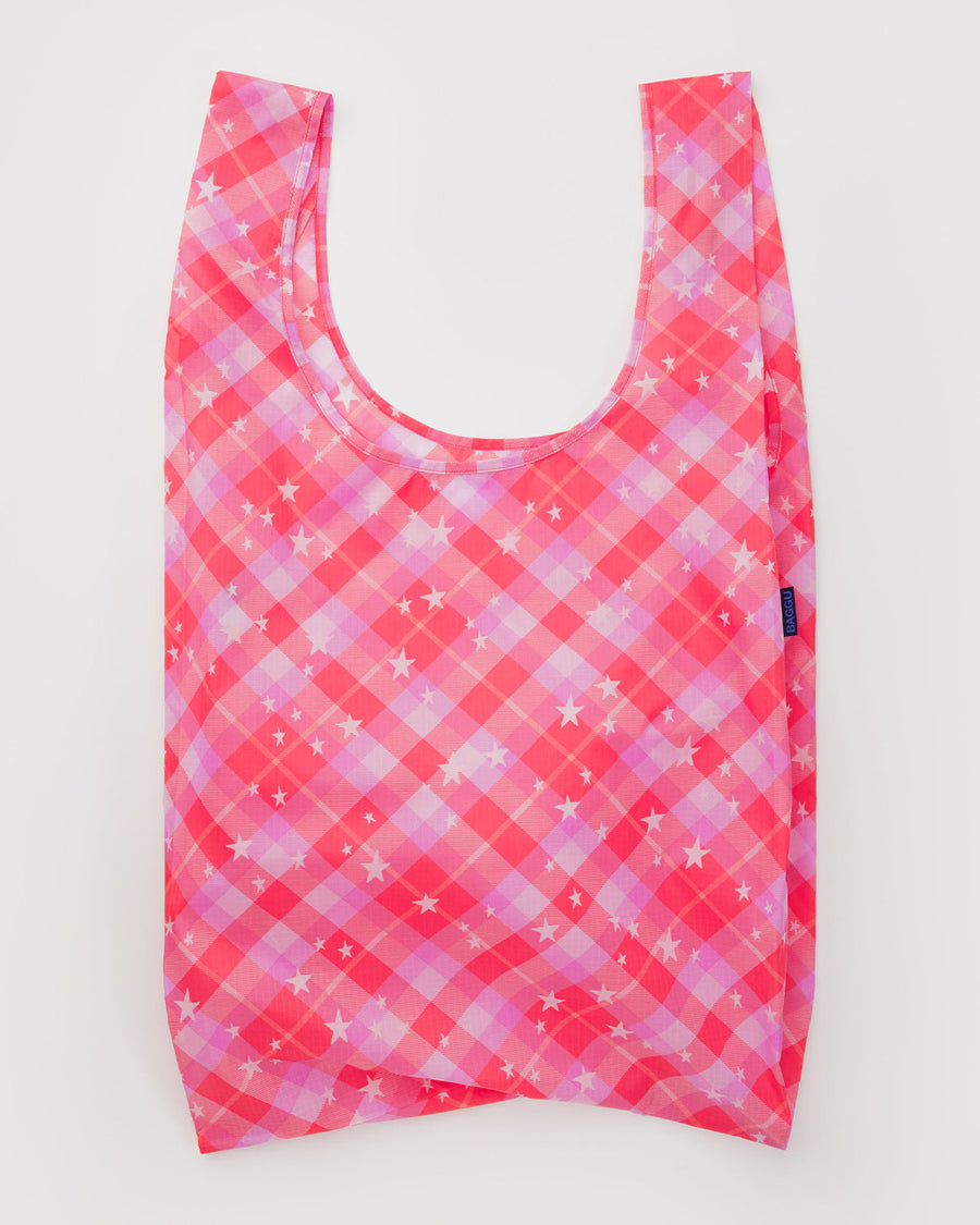 pink plaid starry big baggu