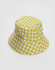 pink and pistachio pixel gingham print bucket hat