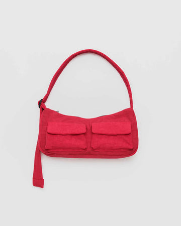 small candy apple red cargo baguette bag