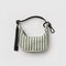 sage and white vertical stripe crescent bag charm