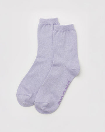 metallic lilac crew socks