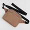 light brown fanny pack with black strap