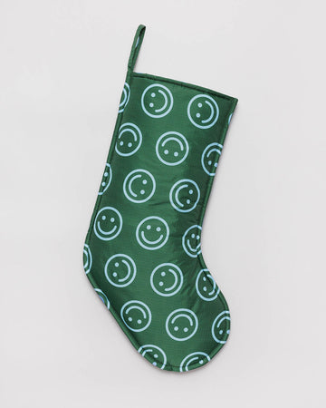 forest smiley face print holiday stocking