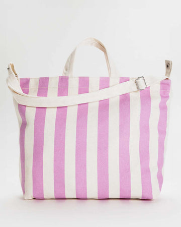 pink and white vertical stripe baggu horizontal duck bag