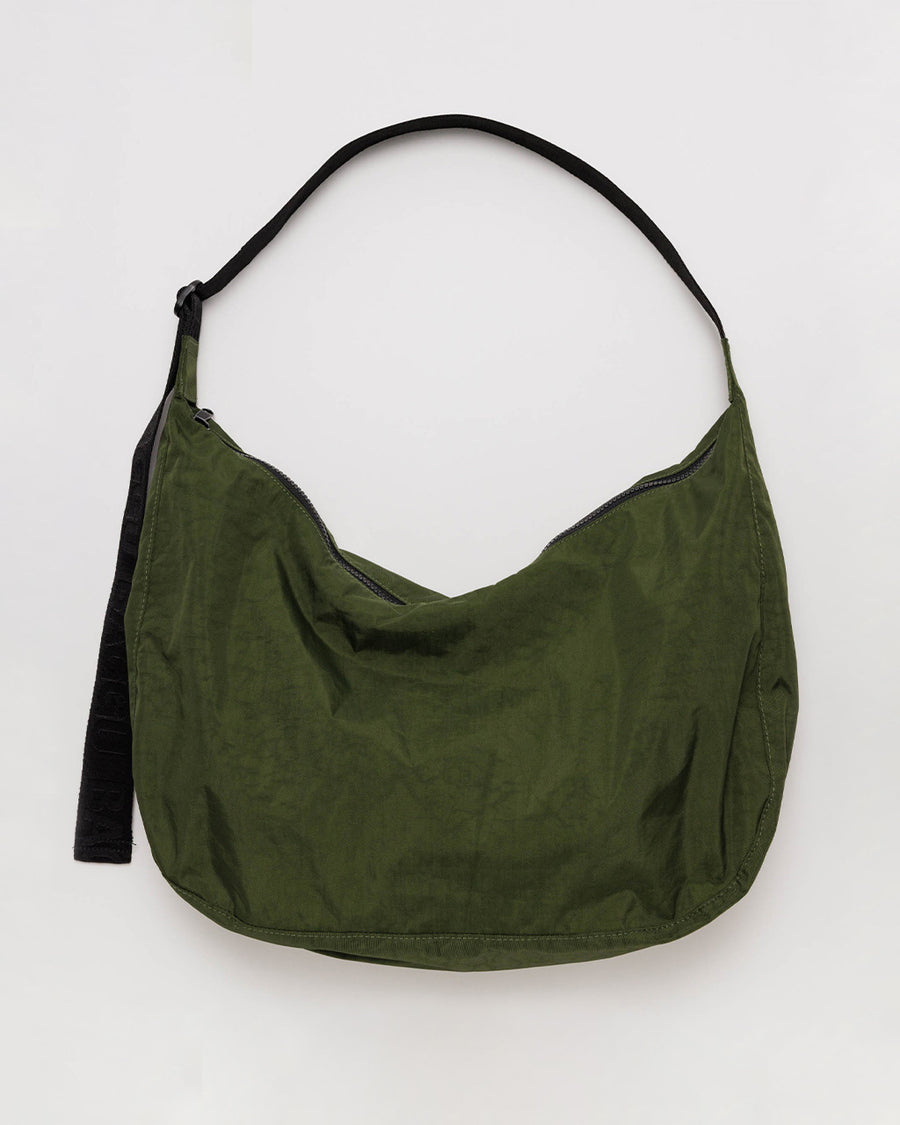 dark green large nylon crescent bag
