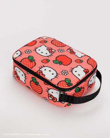 pink baggu lunch box with hello kitty and apple print