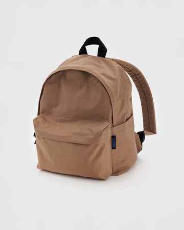 light taupe brown medium nylon backpack