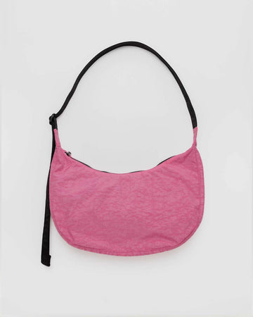 light pink medium nylon crescent bag