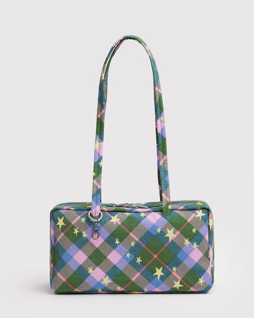 pink, green, blue plaid star bowler bag