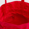 interior of red drawstring bag with handle