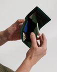 dark green inside of nylon wallet