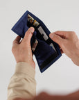 dark blue inside of nylon wallet
