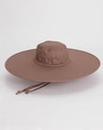 brown packable wide brim sun hat