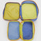opened set of 2 lime green and royal blue colorblock mesh packing cubes