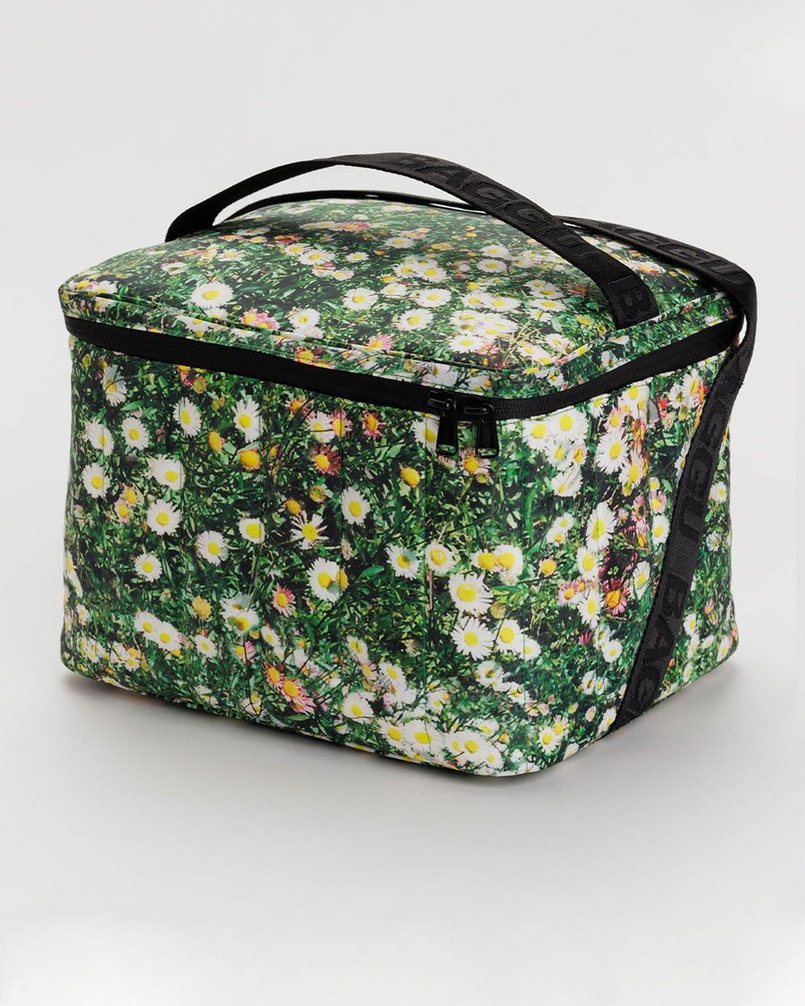 realistic daisy print puffy cooler bag