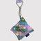 pink, green and blue plaid star earbud case hanging from lanyard