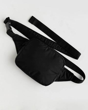 black puffy fanny pack