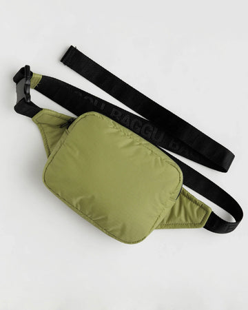 olive green puffy fanny pack