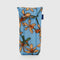 blue puffy glasses sleeve with golden orchid print