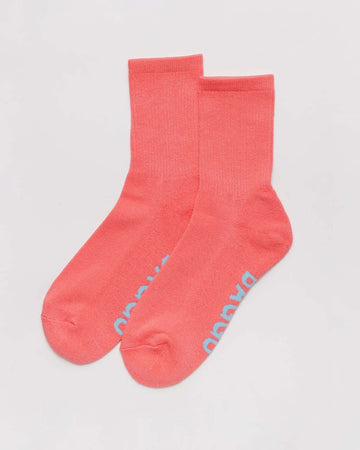 watermelon pink ribbed socks