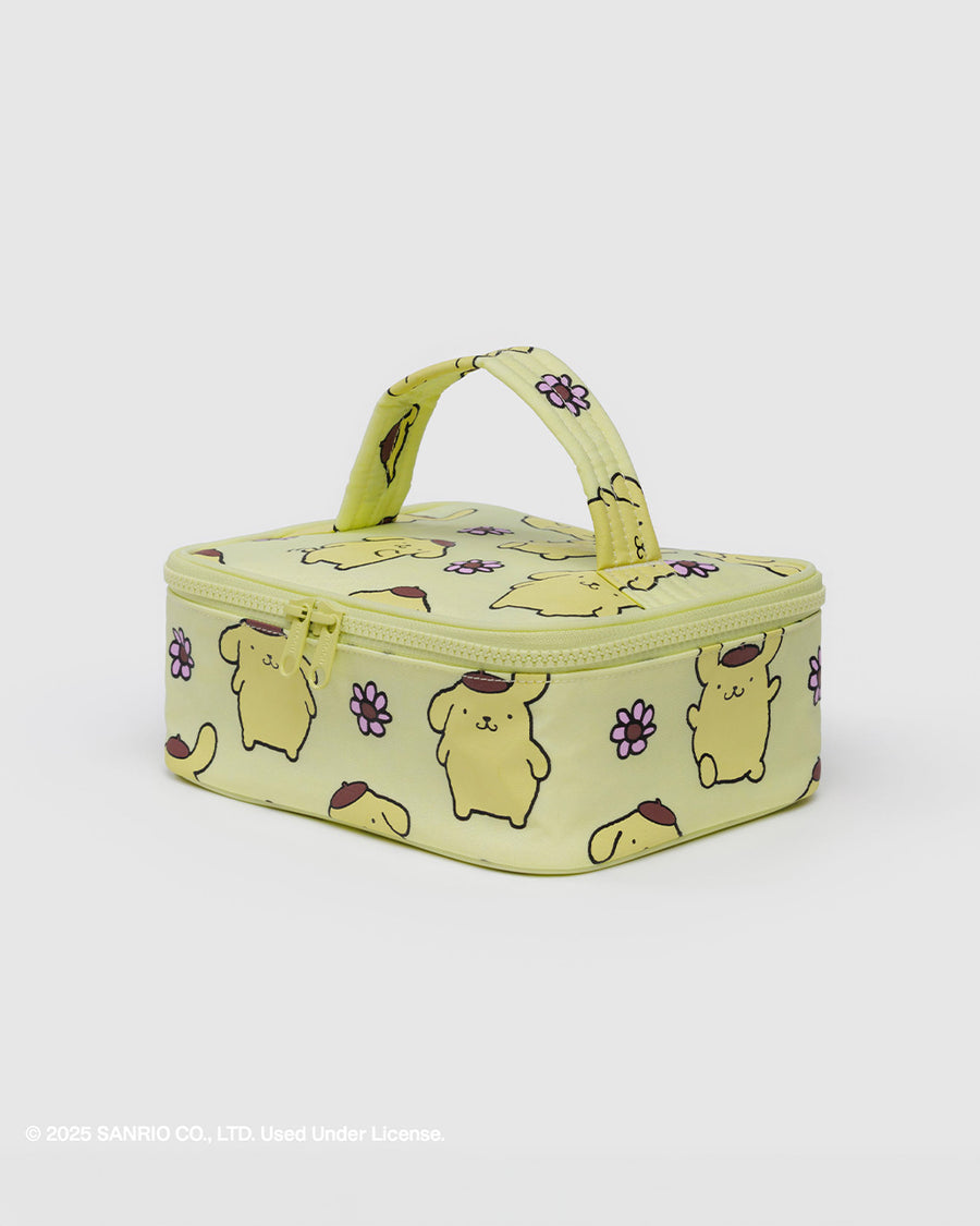 yellow pompompurin and purple flower small cosmetic bag