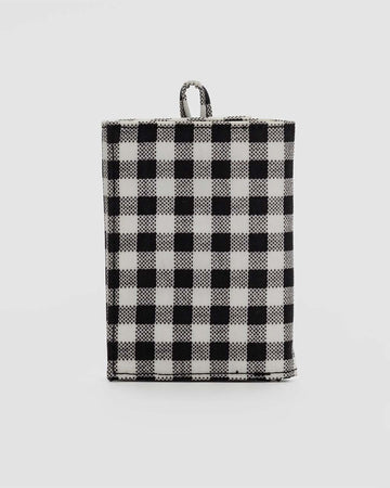 black and white gingham snap wallet