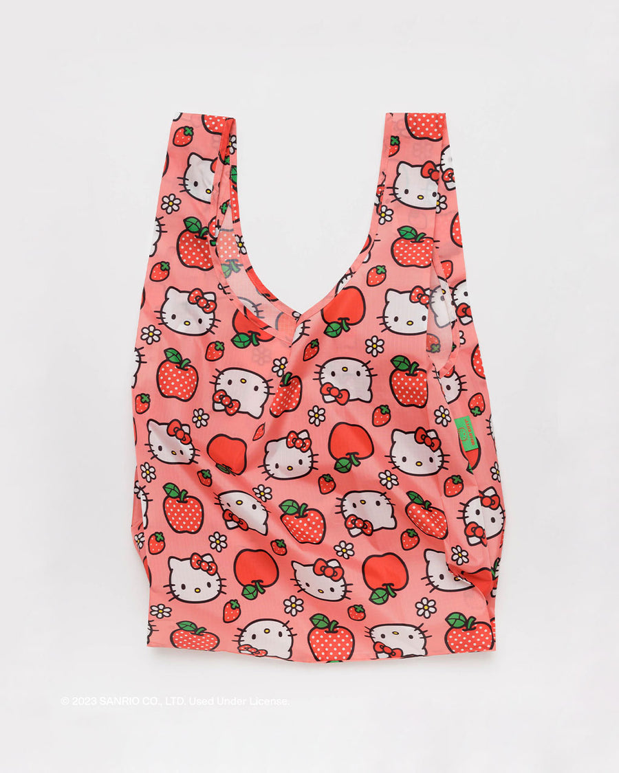 pink hello kitty standard baggu with apple and hello kitty face print