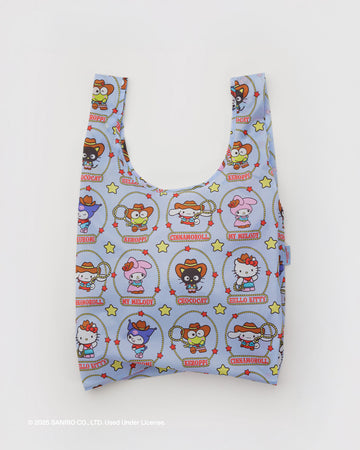 light blue standard baggu with hello kitty and friends western print