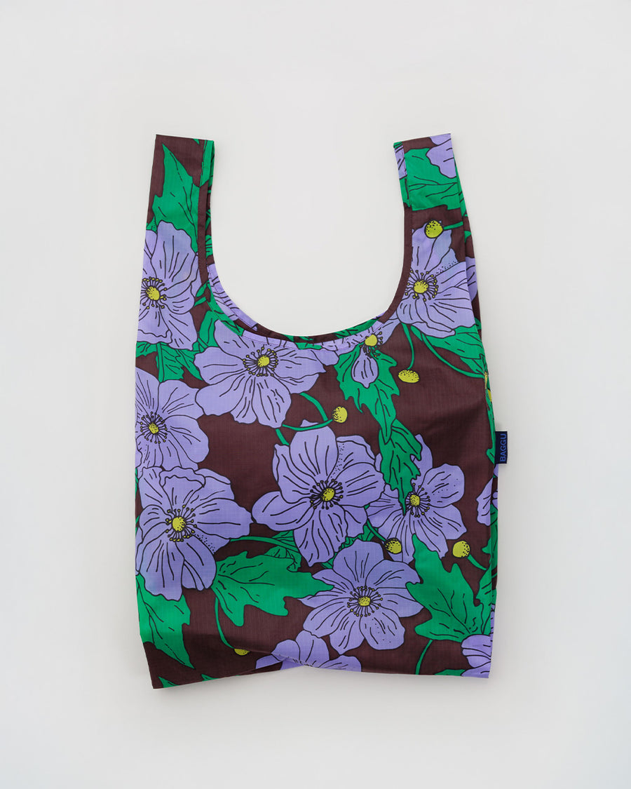 maroon standard baggu with purple poppy print