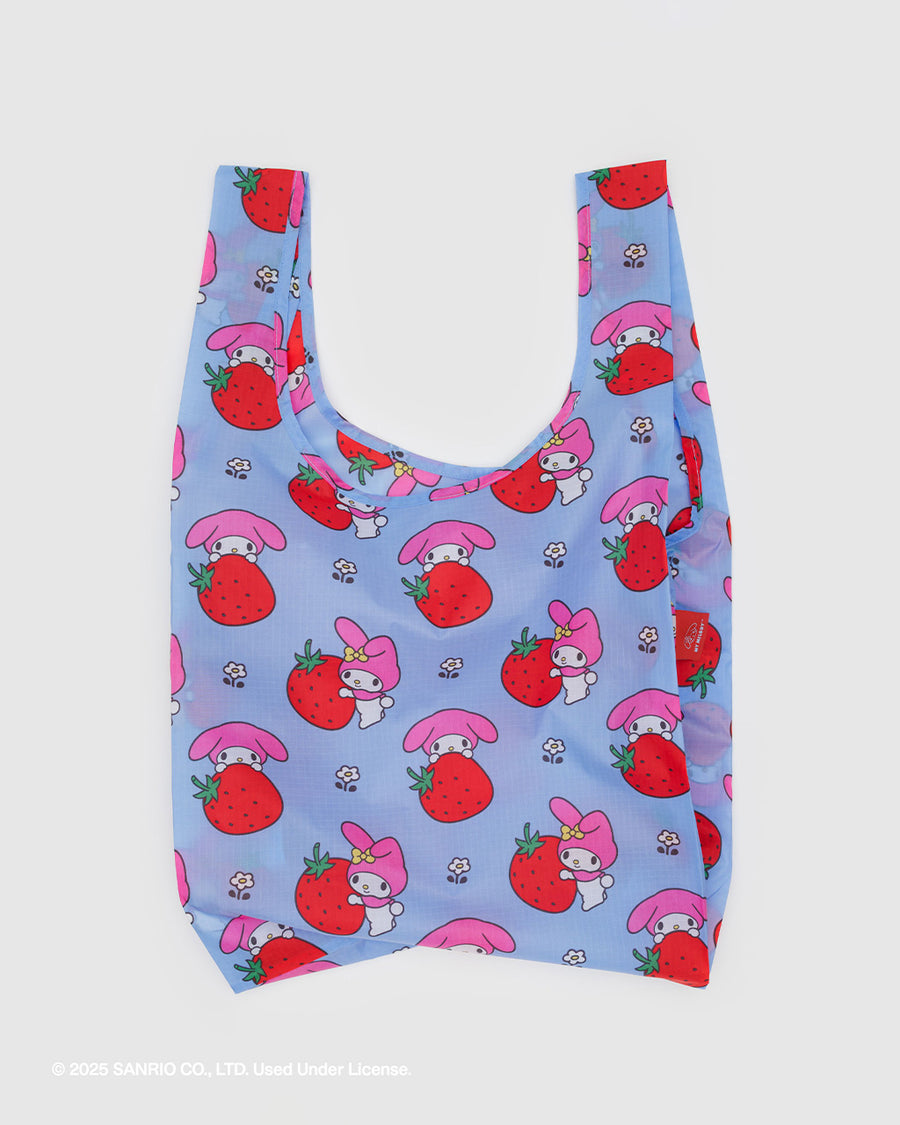 light blue standard baggu with my melody and strawberry print