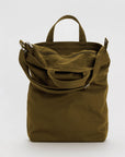 top zipper of dark brown canvas bag