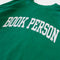 up close of kelly green sweatshirt with white 'BOOK PERSON' across the front