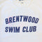 up close of white tee with navy 'BRENTWOOD SWIM CLUB' across the front