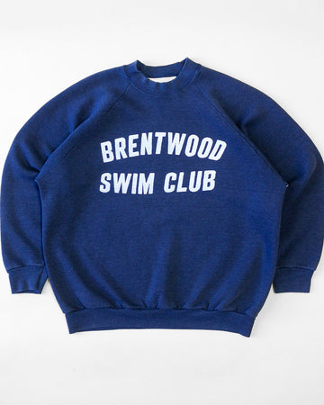 navy sweatshirt with white 'BRENTWOOD SWIM CLUB' across the front