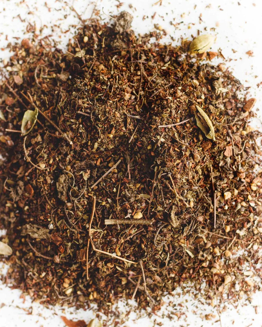 up close of loose leaf chai 10 tea