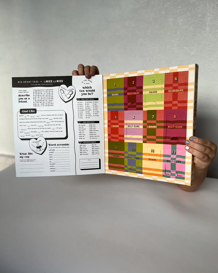 opened tea advent box with 12 different teas to share