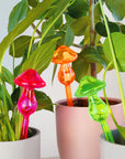 set of three neon (pink, orange and green) hand blown glass mushroom micro-dousers